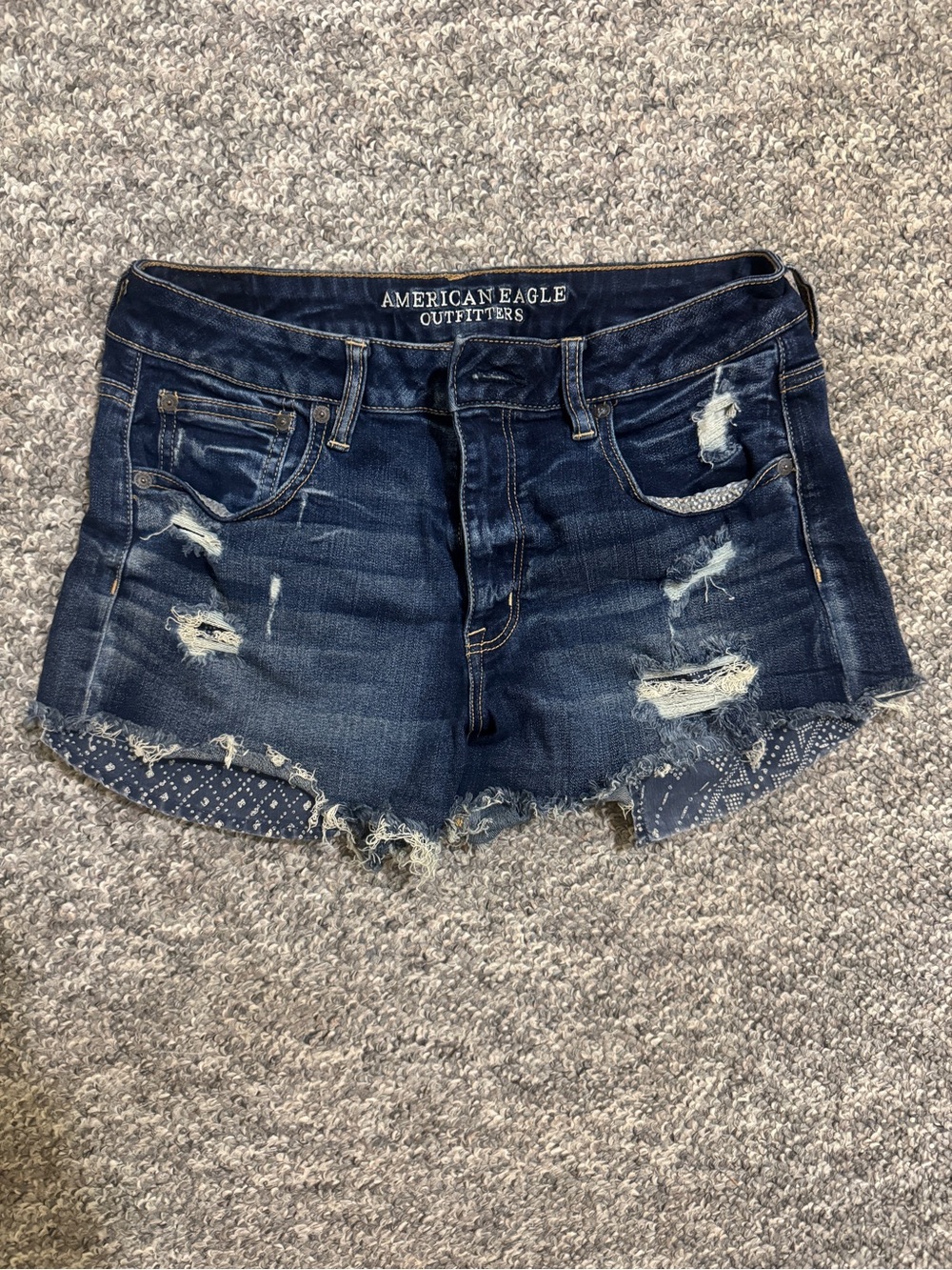 American Eagle Outfitters Navy Distressed Denim Cutoff Shorts